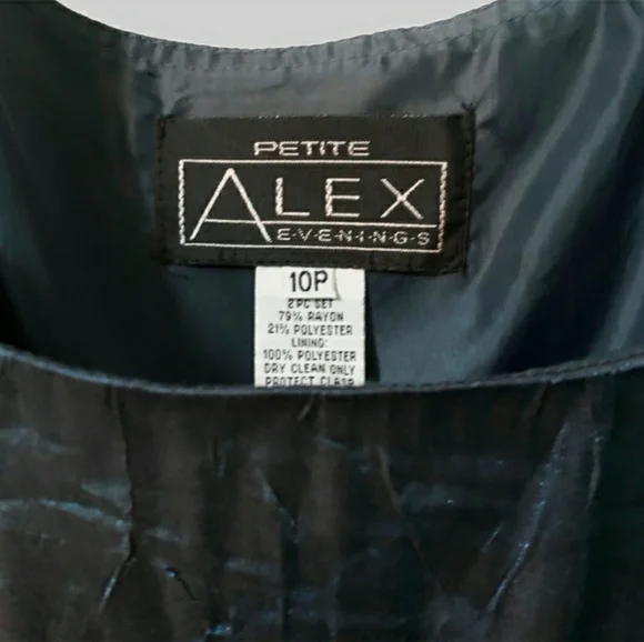 ALEX EVENINGS PETITE Iridescent Teal Two Piece Evening Dress Set